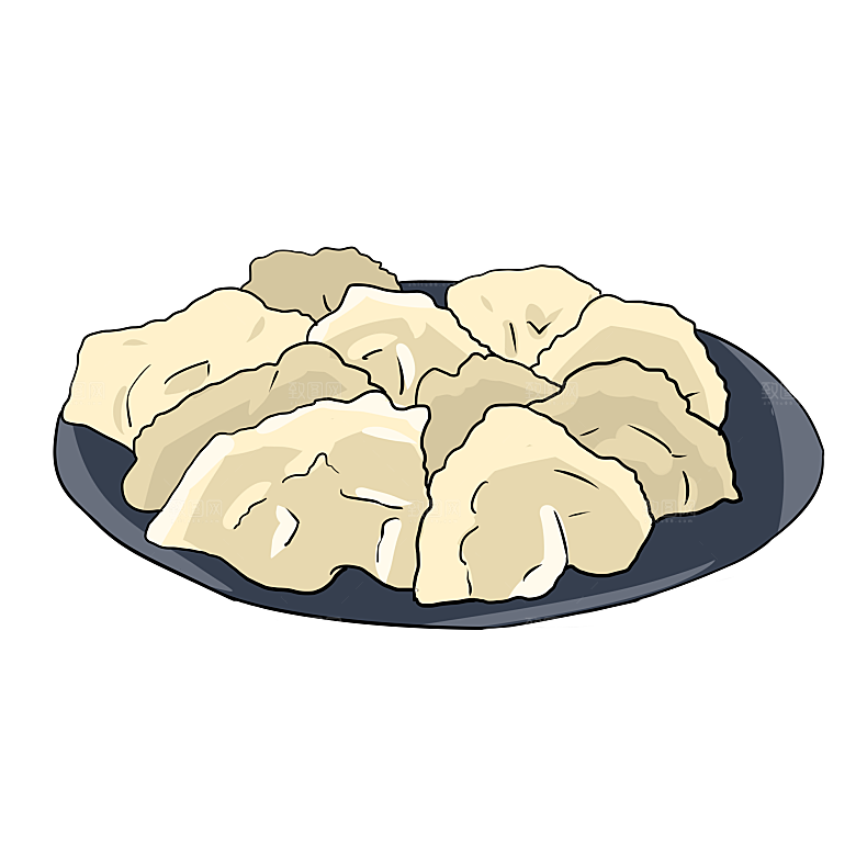 卡通手绘包饺子东北水饺素材