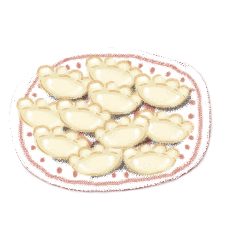 卡通手绘包饺子东北水饺素材