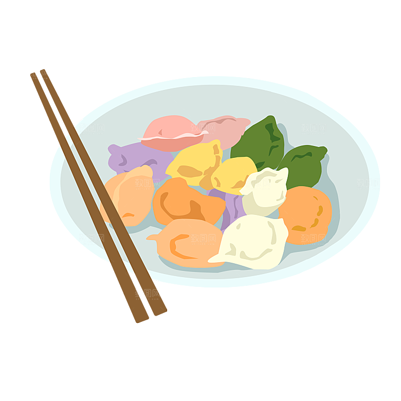 卡通手绘包饺子东北水饺素材