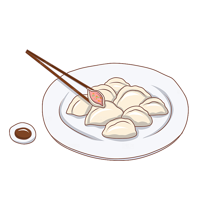 卡通手绘包饺子东北水饺素材