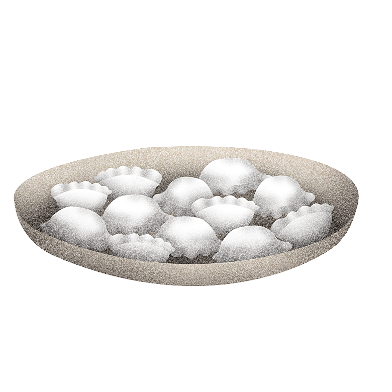 卡通手绘包饺子东北水饺素材