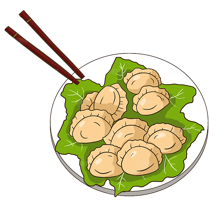 卡通手绘水饺蒸饺素材