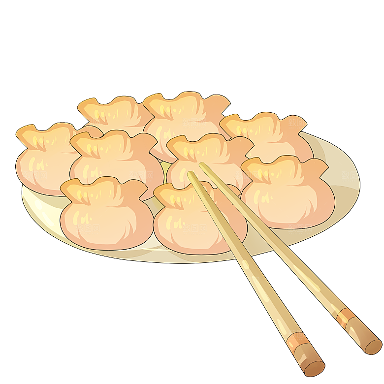 卡通手绘水饺蒸饺素材