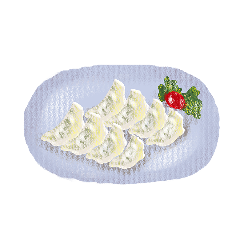 卡通手绘水饺蒸饺素材
