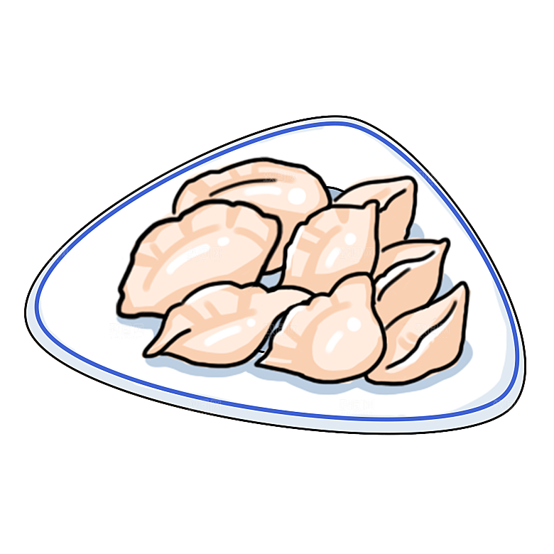 卡通手绘水饺蒸饺素材