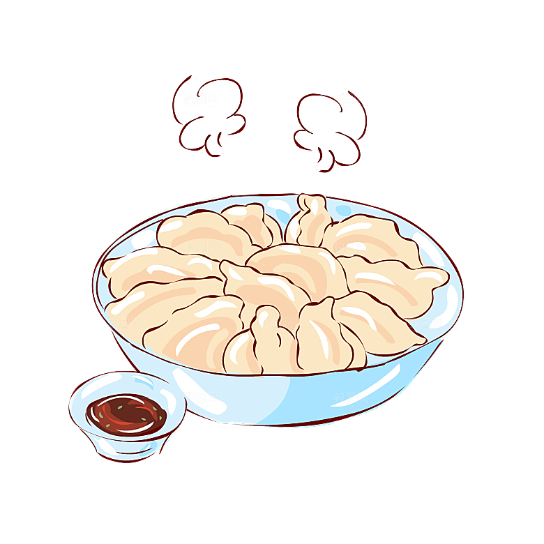 卡通手绘水饺蒸饺素材