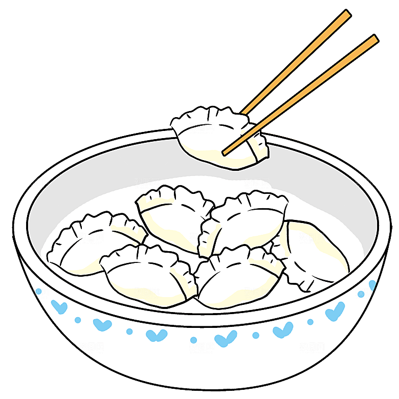 卡通手绘水饺蒸饺素材
