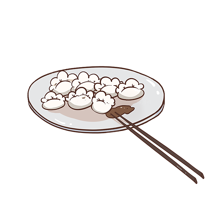 卡通手绘水饺饺子素材