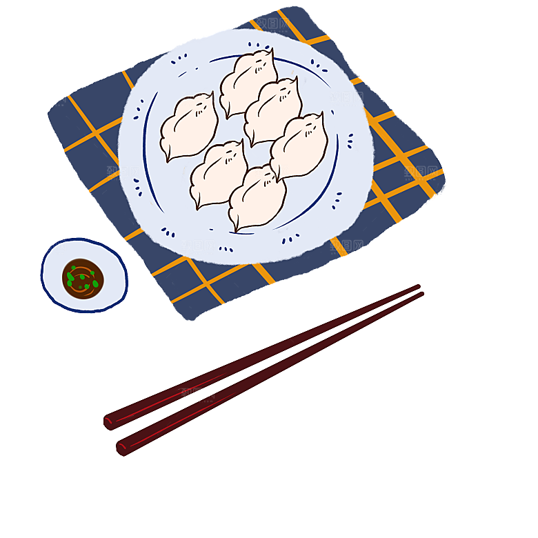 卡通手绘水饺饺子素材