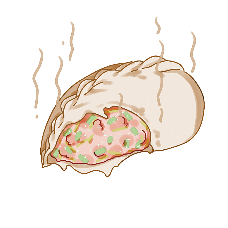 卡通手绘水饺饺子素材