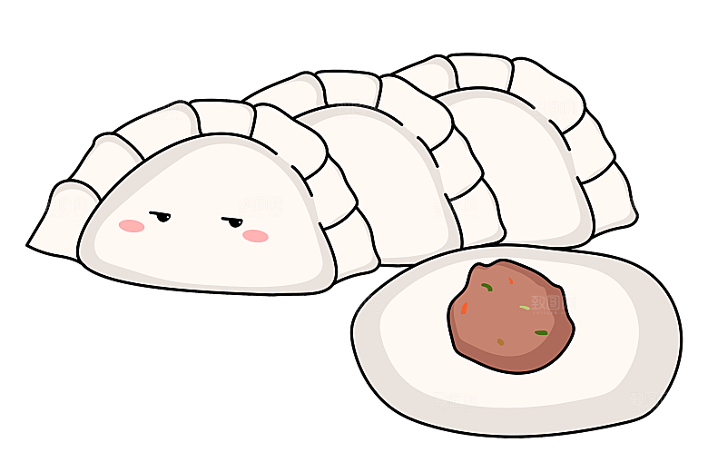 卡通手绘水饺饺子素材