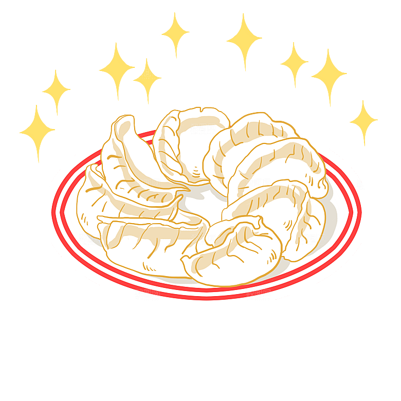 卡通手绘水饺饺子素材
