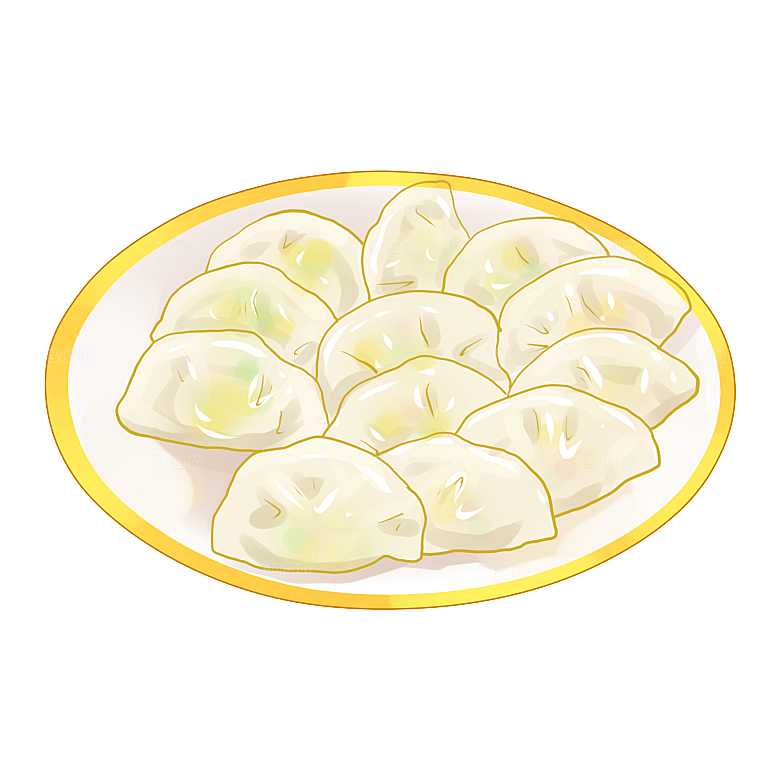 卡通手绘水饺饺子素材