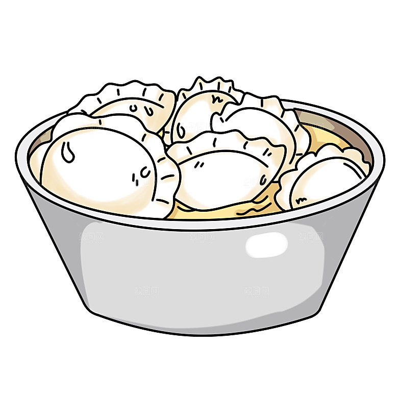 卡通手绘水饺饺子素材