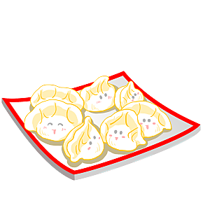 卡通手绘水饺饺子素材
