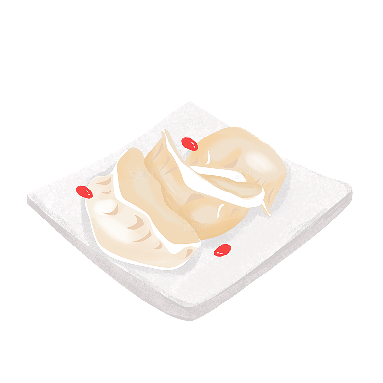 卡通手绘水饺饺子素材