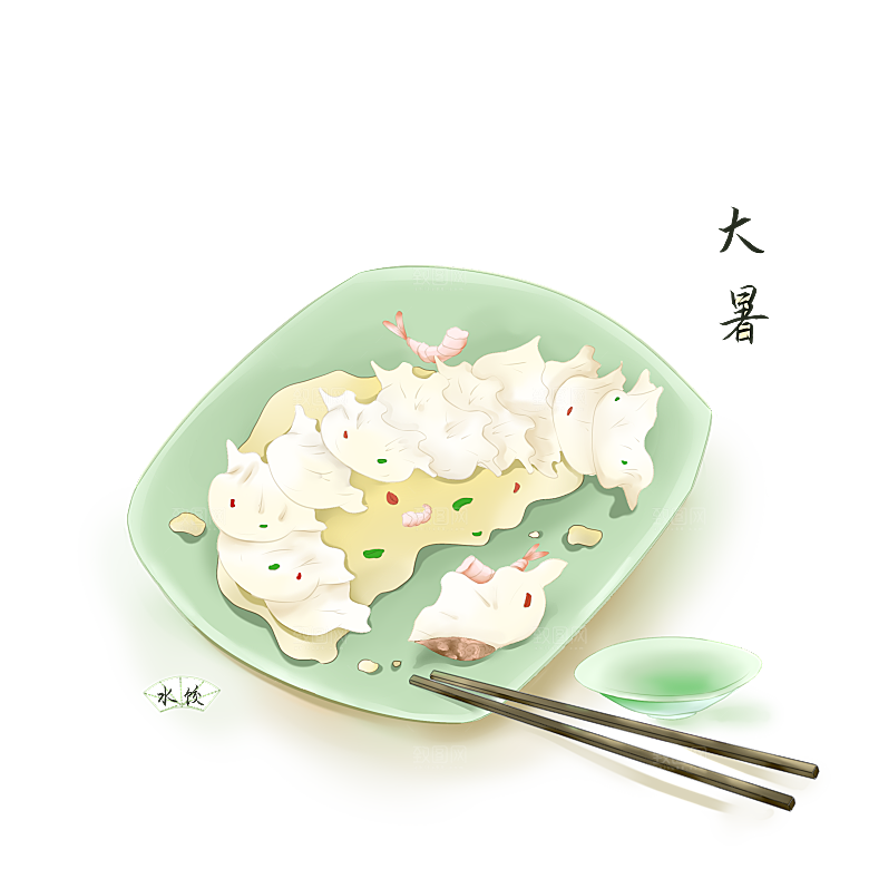 卡通手绘水饺饺子素材