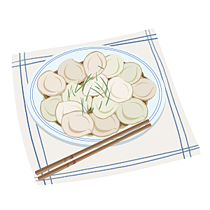 卡通手绘水饺饺子素材
