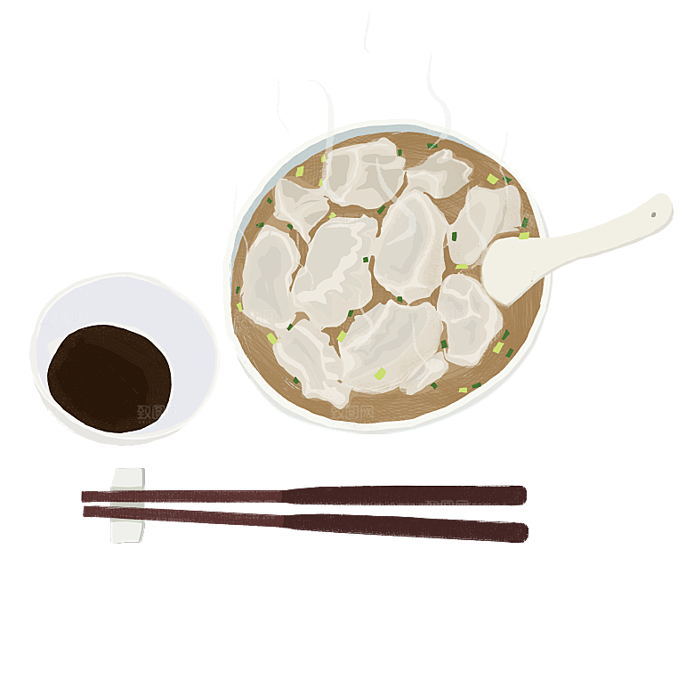卡通手绘东北饺子素材