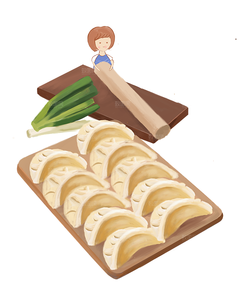 卡通手绘东北饺子素材