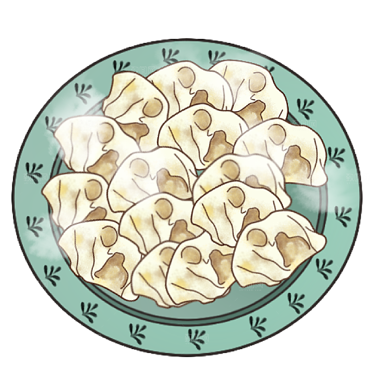 卡通手绘东北饺子素材