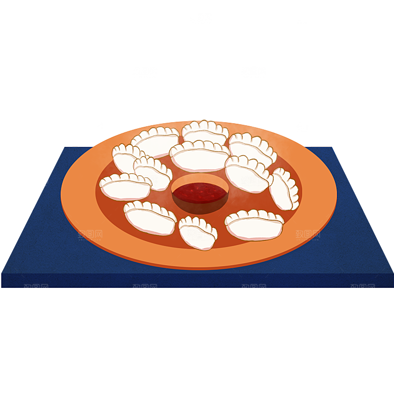 卡通手绘包饺子蒸饺子png素材