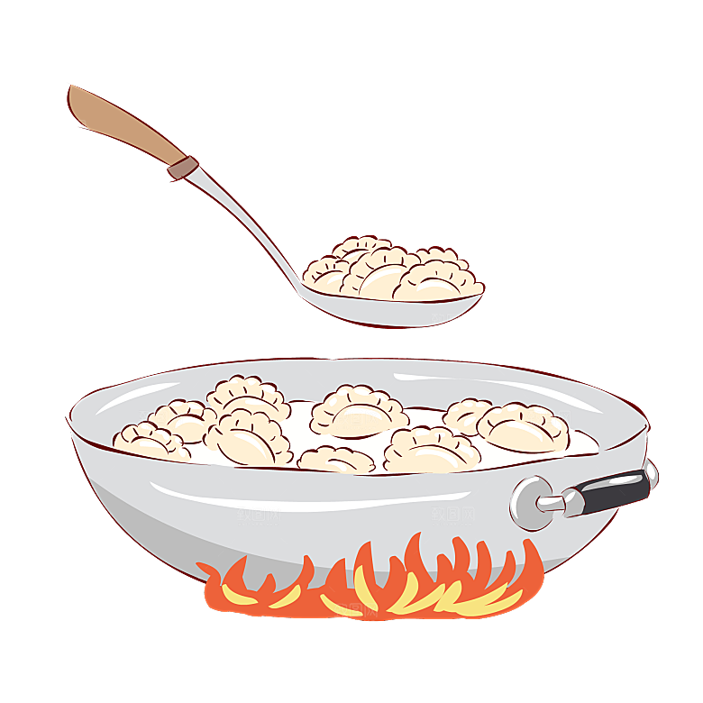卡通手绘包饺子蒸饺子png素材