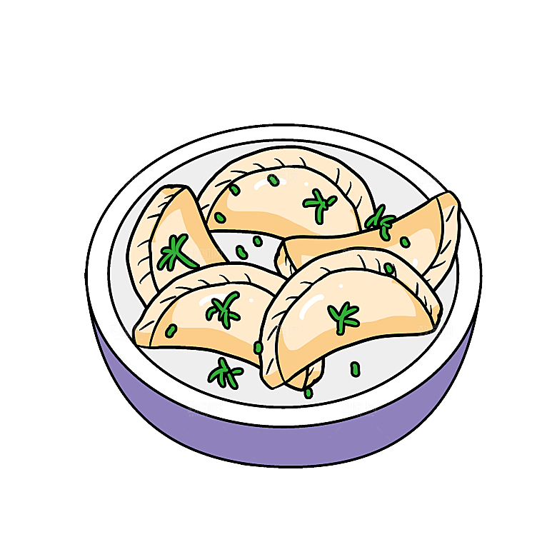 卡通手绘包饺子蒸饺子png素材