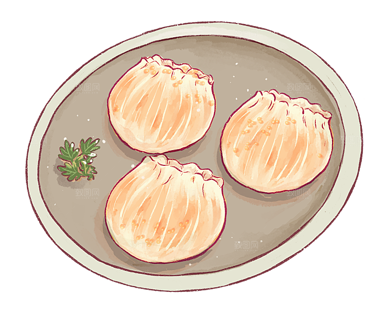 卡通手绘包饺子蒸饺子png素材