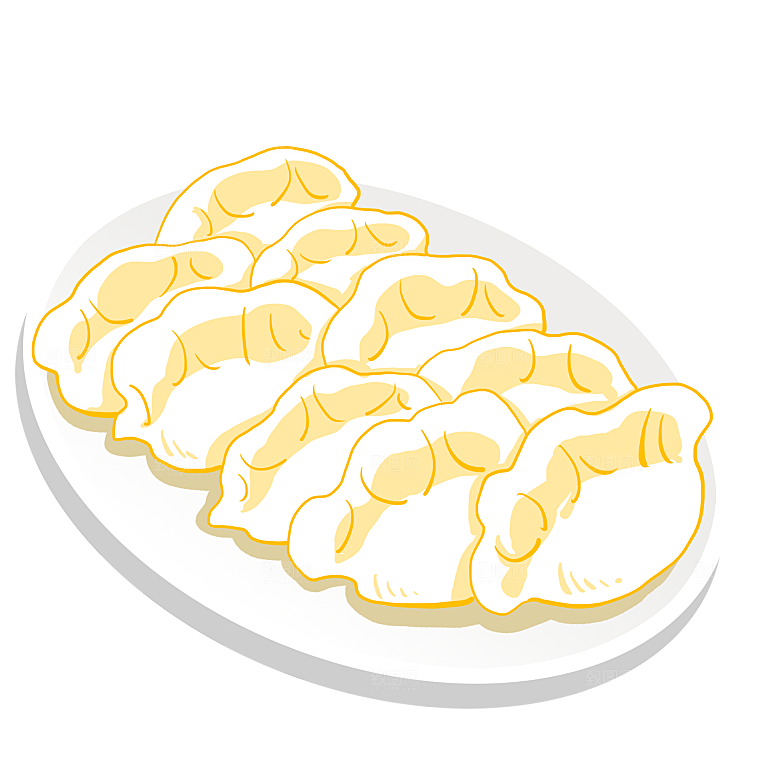 卡通手绘包饺子蒸饺子png素材