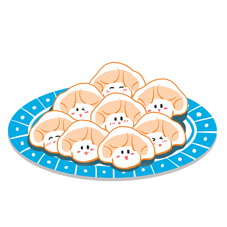 卡通手绘包饺子蒸饺子png素材