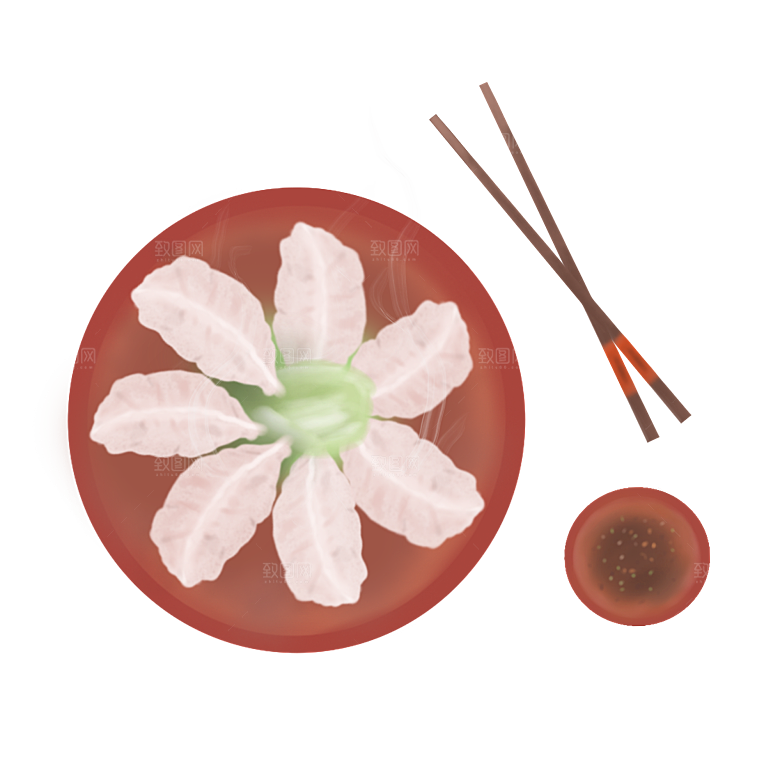 卡通手绘包饺子蒸饺子png素材