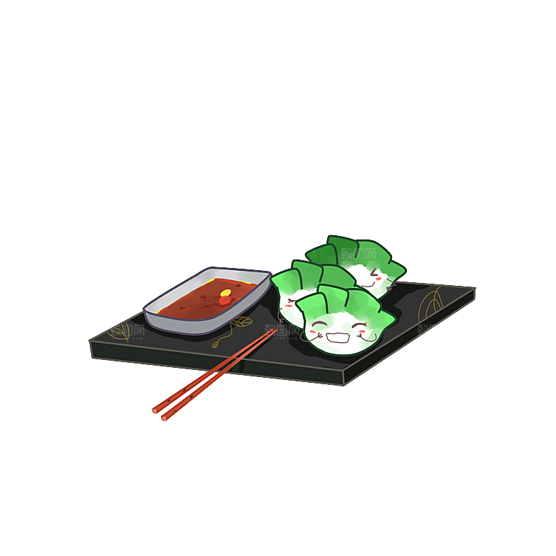 卡通手绘包饺子蒸饺子png素材