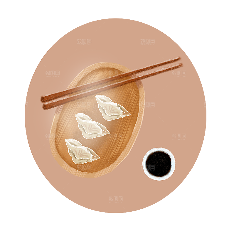 卡通手绘包饺子蒸饺子png素材