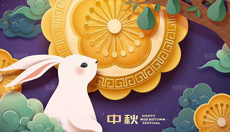 简约大气中秋传统插画素材