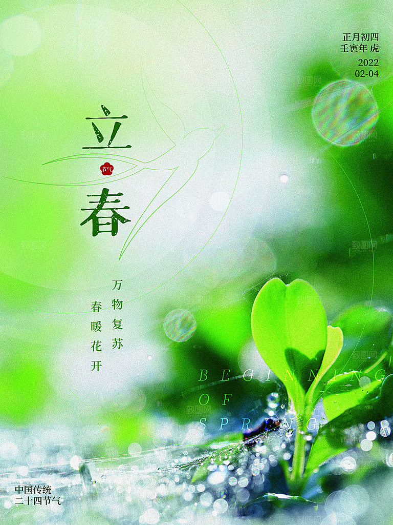 炫彩立春节气宣传海报