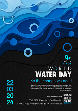 世界水日创意立体效果海报设计
