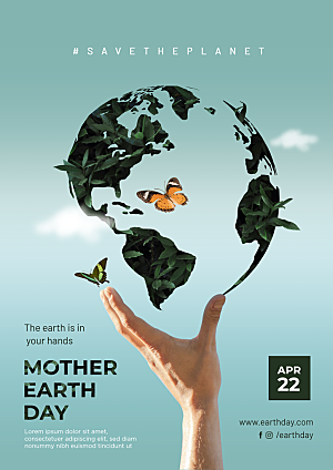 地球母亲日海报模板