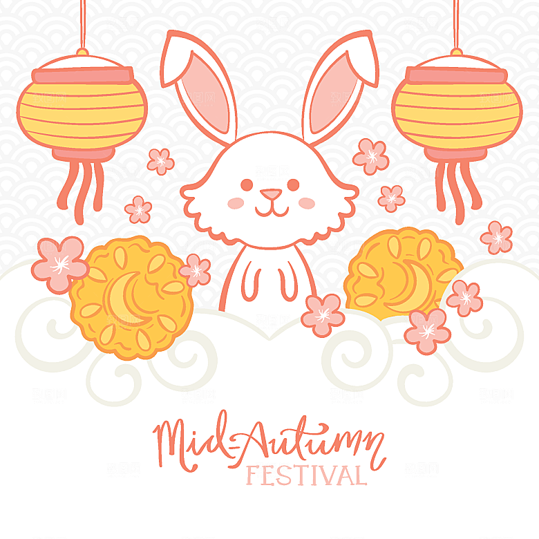 手绘中国风中秋节节日插画海报