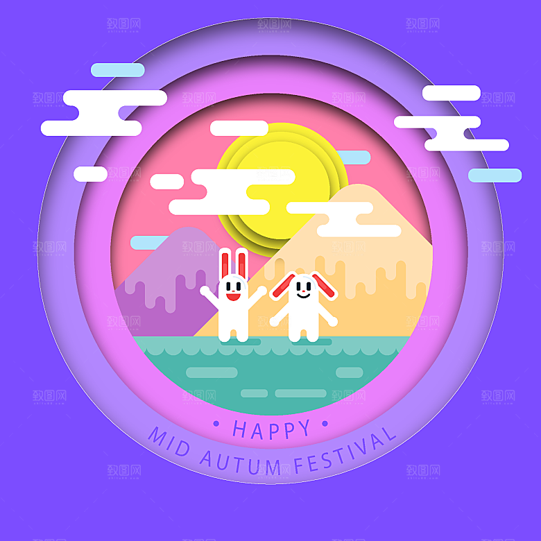 手绘中国风中秋节节日插画海报