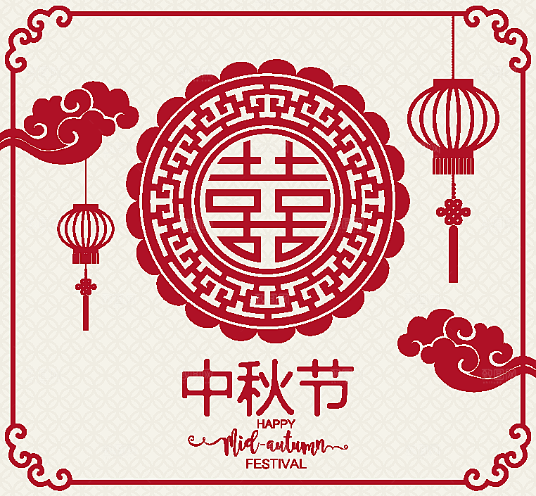 简约大气中秋传统插画素材