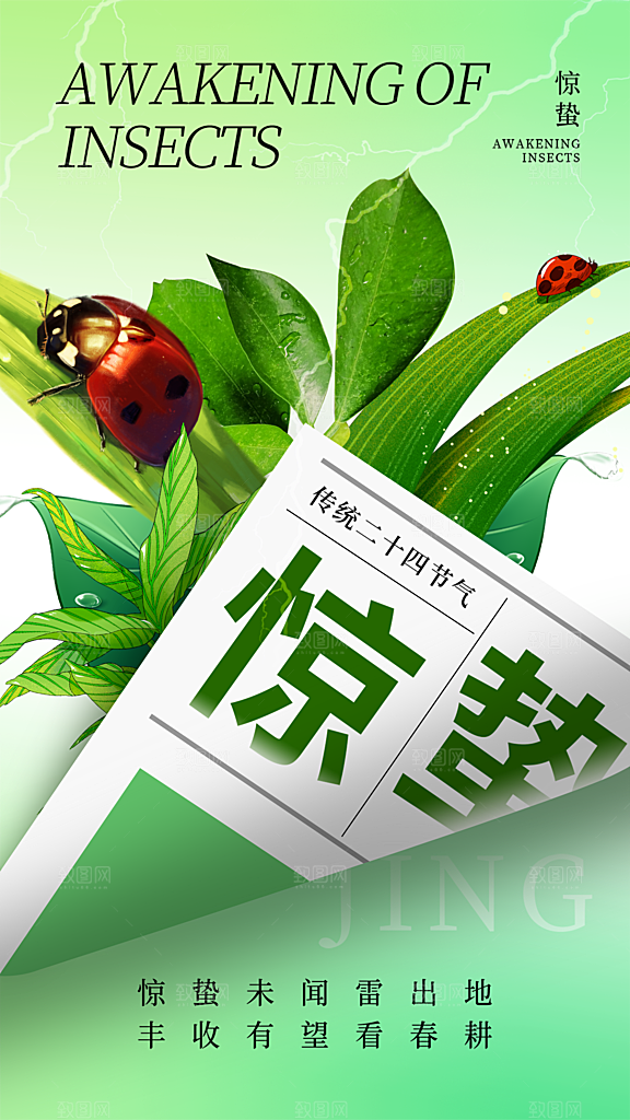 中国传统节气惊蛰海报模版