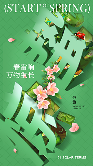 中国传统节气惊蛰海报模版
