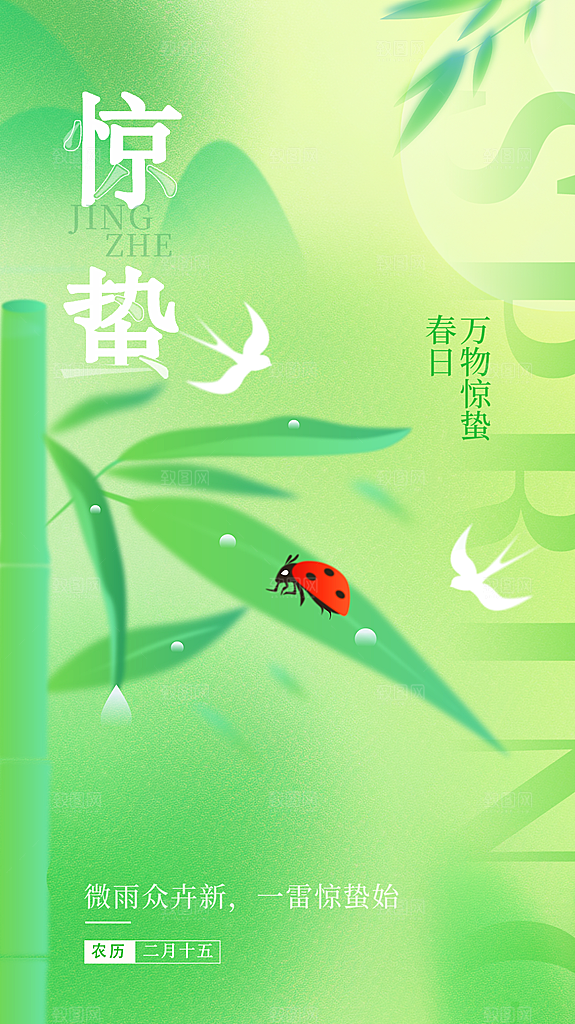 中国传统节气惊蛰海报模版