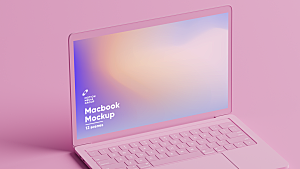 粉色苹果笔记本样机2