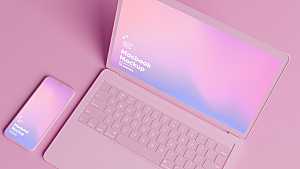 粉色IPHONE苹果笔记本样机3