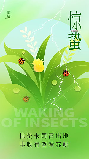 惊蛰节气简约大气海报
