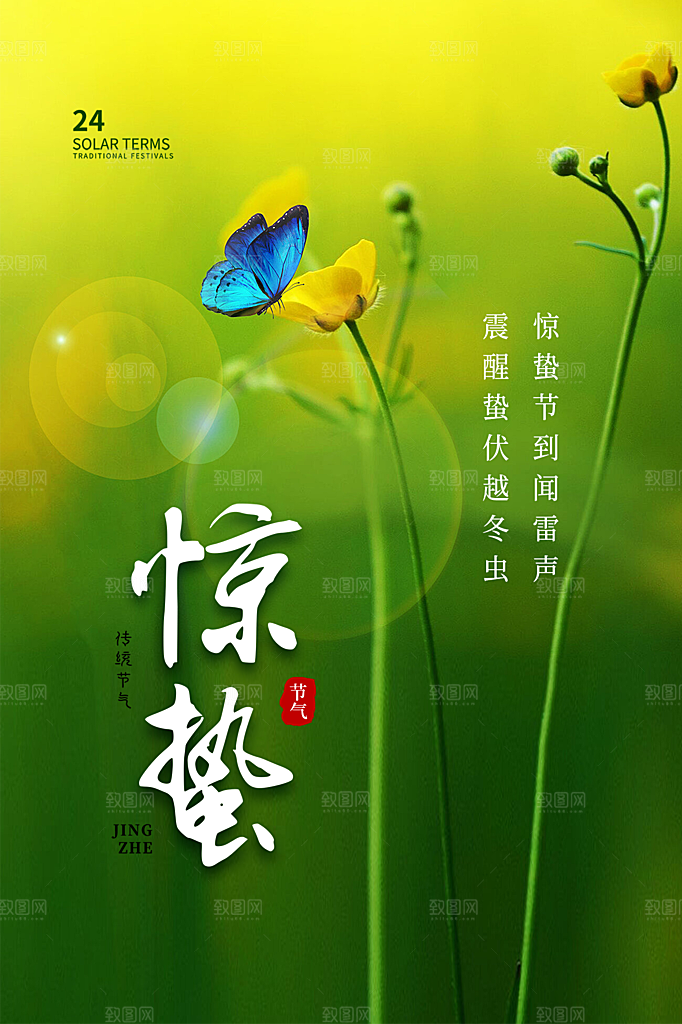 惊蛰节气简约大气海报