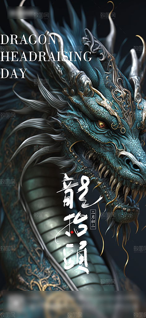 中国传统习俗龙抬头手机海报
