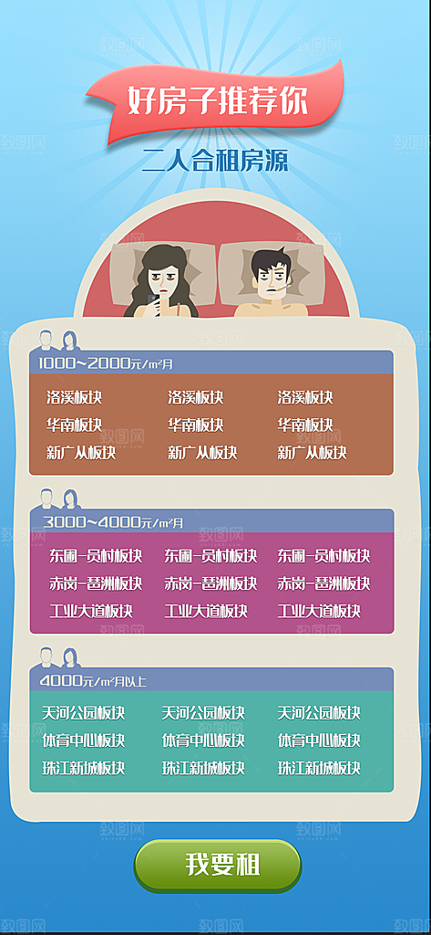 楼盘房子合租推荐H5模板